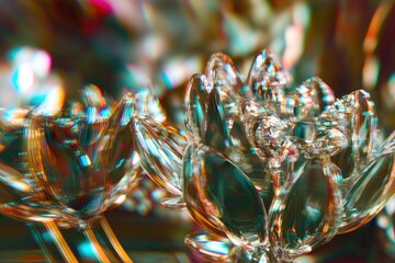 Poster - A macro shot of a cluster of sparkling crystal flowers, perfect for decorative or jewelry-related concepts