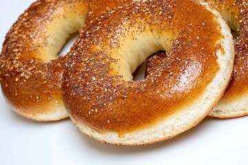 Poster - A shot of three bagels arranged on a plate, perfect for food photography or editorial use