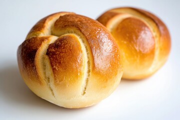 Poster - A pair of bread rolls sit on a flat surface, ready for use or display