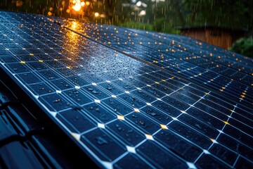 Poster - A detailed view of a solar panel installed on a rooftop