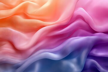 Aufkleber - A captivating abstract composition featuring vividly colored waves undulating gracefully, blending warm oranges, cool purples, and soft pinks in fluid motion.