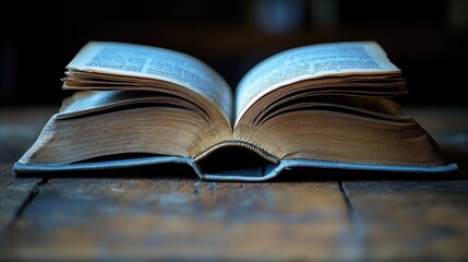 Aufkleber - An open book sitting on top of a wooden table, perfect for educational or literary-themed projects