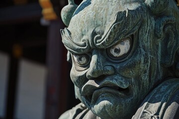 Poster - A detailed view of a demonic figure's face, suitable for horror-themed projects