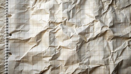 Aufkleber - A Heavily Creased Sheet of Gridded Paper from a Spiral Notebook