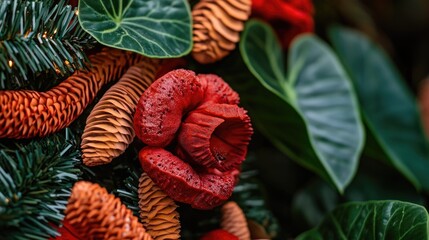 Poster - A detailed view of a cluster of bright red flowers