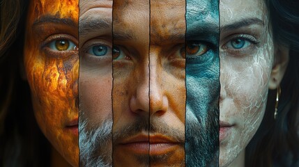 Aufkleber - A person with unusual eye colors and facial hair, suitable for illustrations or editorial use