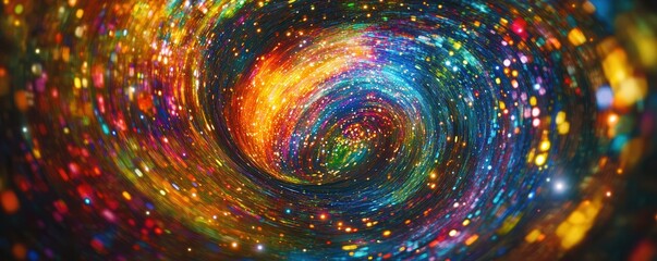 Wall Mural - a swirling galaxy of vibrant colors with glowing stars, cosmic abstract pattern, 4k photo.