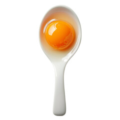Wall Mural - fresh egg yolk on spoon isolated background isolated on transparent background