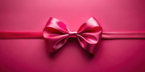 Aufkleber - A vibrant pink satin ribbon tied in a perfect bow on a matching background