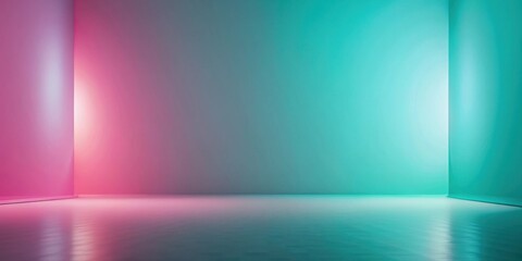 Poster - Pink and Teal Room with Reflective Floor and Subtle Lighting
