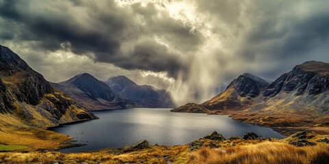 Poster - A serene mountain lake surrounded by towering peaks