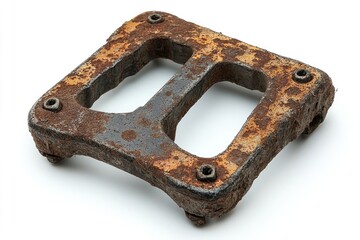Poster - A close-up of a rusty metal object placed on a clean white surface, great for adding texture and interest to designs