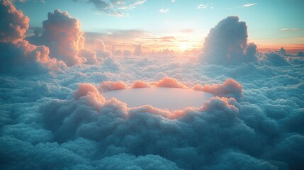 Poster - A cloudy sky with a circular shape at its center, ideal for use in presentations or designs related to weather, nature, and inspiration