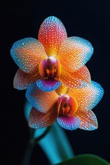 Poster - A close-up shot of a flower with water droplets glistening on its petals