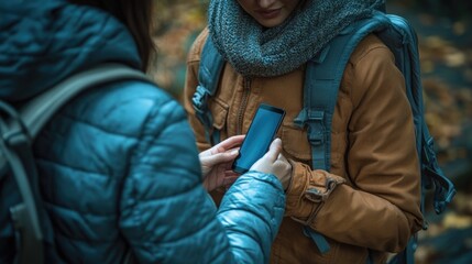 Poster - A woman looks at her cell phone