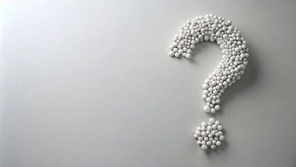 Poster - White spheres forming a question mark on a light gray background