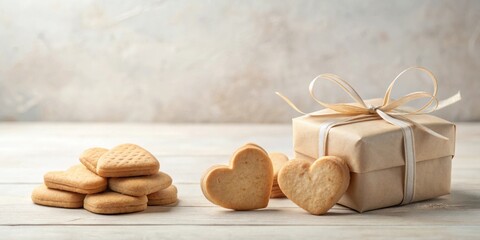 Poster - Sweet Heart-Shaped Cookies and a Gift Box Ready for a Special Occasion