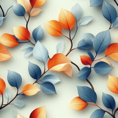 Poster - Elegant Abstract Floral Pattern Featuring Copper-Toned Leaves on a Soft Mint Background Ideal for Modern Art and Home Decor