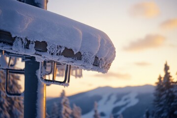 Aufkleber - Street light covered in snow next to a mountain, perfect for winter scenes and outdoor decorations