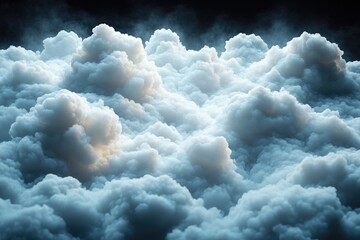 Poster - A clear blue sky with many white clouds, suitable for use as a background or atmospheric condition