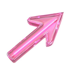 Wall Mural - bright neon pink arrow with glow effect isolated on transparent background