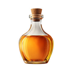 Wall Mural - elegant glass bottle with amber liquid and cork stopper isolated on transparent background