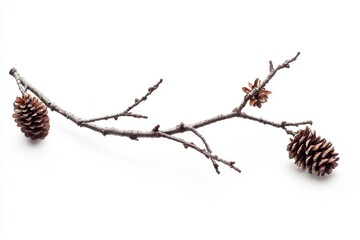 Poster - A branch with two pine cones attached, natural and rustic image