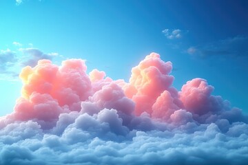 Poster - a clear blue sky filled with white puffy clouds, perfect for use in backgrounds or as a visual eleme