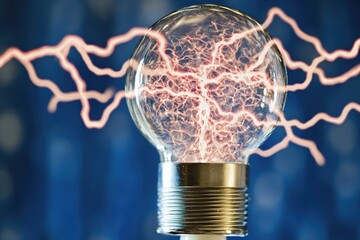 Poster - A light bulb with electricity arcing outwards from the socket