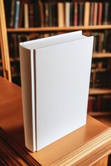 Poster - A white book placed on a wooden table