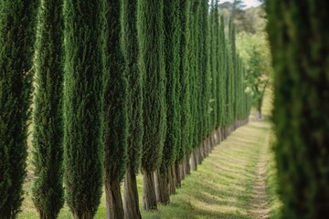 Aufkleber - A row of green trees in a field, suitable for backgrounds and nature scenes