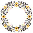 © Екатерина Дроздова - Decorative floral wreath design featuring yellow and black elements in a circular arrangement