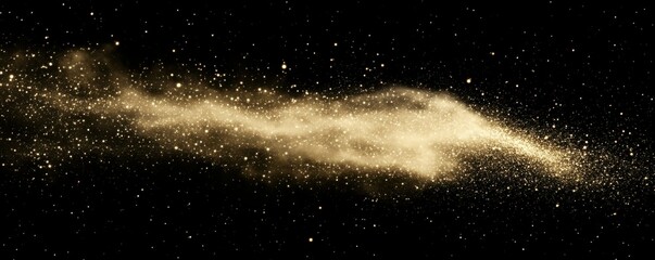 Wall Mural - a cosmic dust cloud abstract with tiny particles of light in warm golden hues, 4k photo.