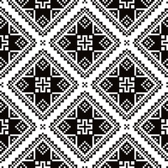 Poster - Ukrainian Hutsul Pysanky vector seamless pattern stars and geometric shapes, folk art Easter eggs repetitive design in black and white