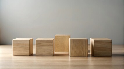 Leinwandbilder - Wooden Cubes Arranged on a Light Wood Surface