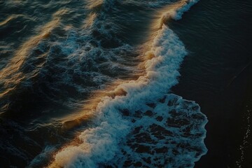 Wall Mural - Aerial view of ocean waves and shoreline