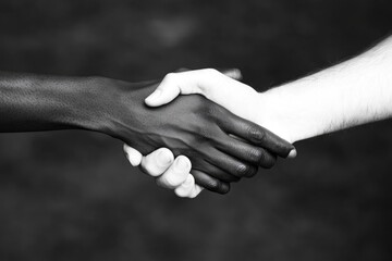 Poster - Two individuals shaking hands in a professional setting