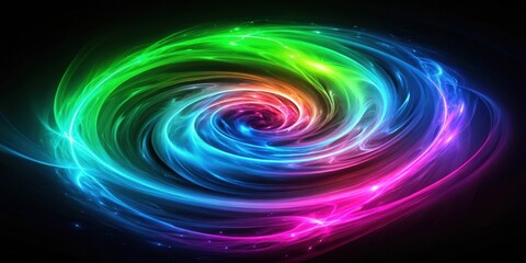 Poster - Abstract swirling nebula with vibrant rainbow colors and luminous energy