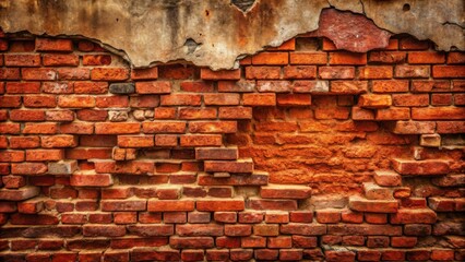 Aufkleber - Ancient Weathered Brick Wall Texture with Missing Bricks and Mortar