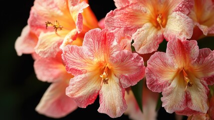 Poster - A close up shot of pink and yellow flowers, great for decorative purposes or as a symbol of friendship