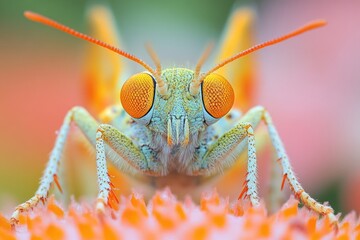 Aufkleber - A macro shot of a small insect sitting on a bloom, ideal for scientific or educational purposes
