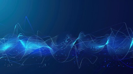 Wall Mural - Abstract blue wave digital data flow background