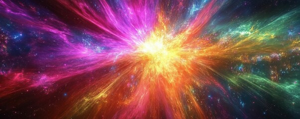 Wall Mural - a vibrant explosion of neon colors resembling a cosmic nebula, 4k photo.