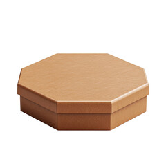 Wall Mural - brown hexagonal gift box on white background isolated on transparent background