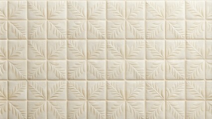Aufkleber - Cream-colored tiles with embossed floral patterns arranged in a repeating grid for a classic design