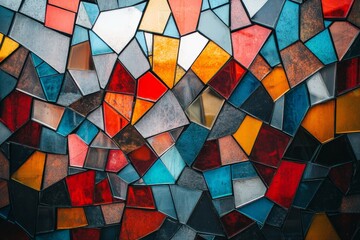 Aufkleber - An intricate stained glass mosaic featuring vibrant colors and dynamic patterns, capturing the viewer's imagination and artistic appreciation through careful design.