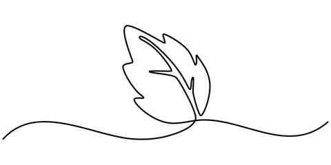 Poster - hand drawn leaf icon illustration with single line doodle concept vector, continuous line drawing art of leaves isolated on transparent background. Vector illustration, Leaves continuous line drawing.