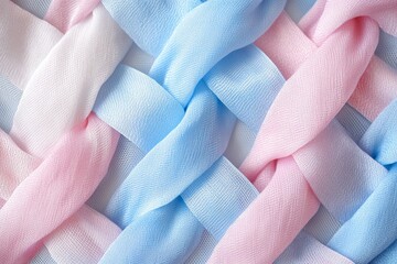 Aufkleber - A view of soft pastel ribbons interwoven into a gentle texture, combining soothing pink, blue, and white hues, evoking a sense of tranquility and peacefulness.