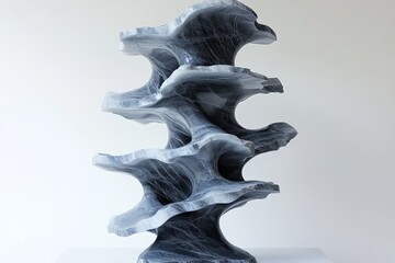 Aufkleber - An abstract sculpture with layered stone formations and a twist of differing blue shades, evoking both a sense of depth and a dynamic movement.