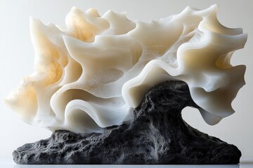 Poster - A breathtaking marble artwork resembling a cloud, featuring ethereal edges that glow with golden highlights, symbolizing freedom and imagination.